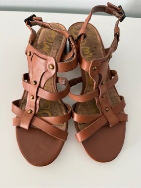 Sam Edelman tan brown leather gladiator-style sandals